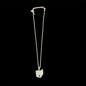 Avon silver tone Ohio state shaped pendant necklace 21” adjustable